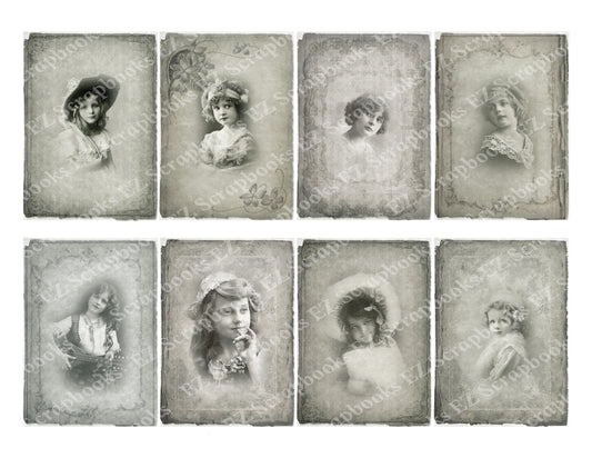 Vintage Kids ATC Greytone - 9316 - EZscrapbooks Scrapbook Layouts Cards