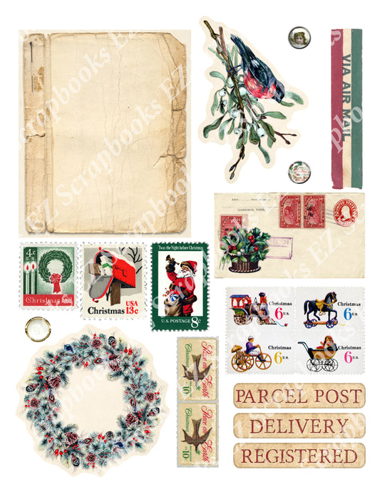 Vintage Christmas Embellishments 10 - 9387 - EZscrapbooks Scrapbook Layouts Christmas