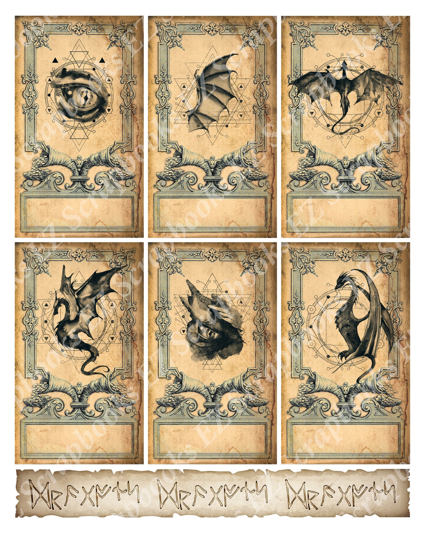 Dragon Cards - 9403 - EZscrapbooks Scrapbook Layouts Cards, Mythical