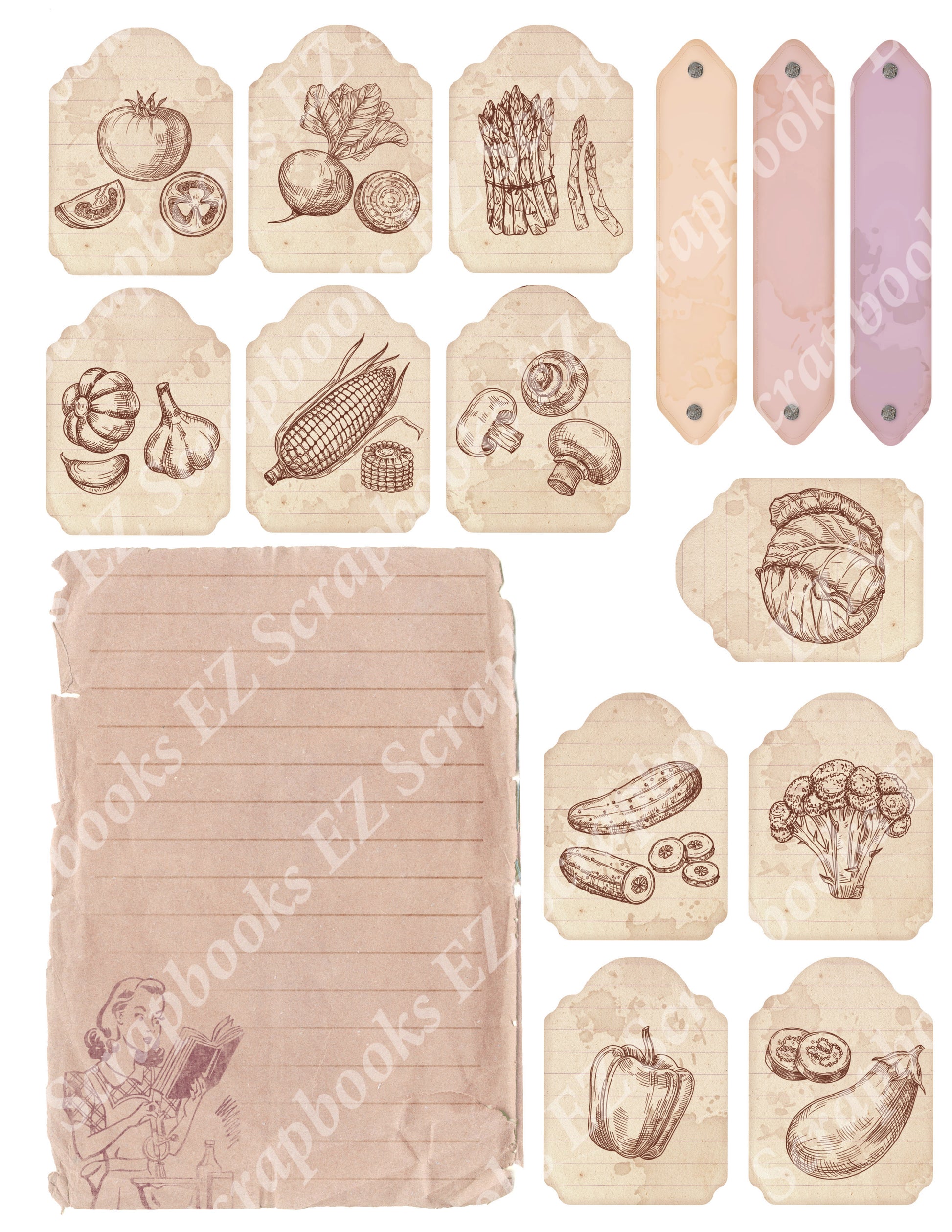 Recipe Embellishments 2 - 9407 - EZscrapbooks Scrapbook Layouts Baking, Cooking