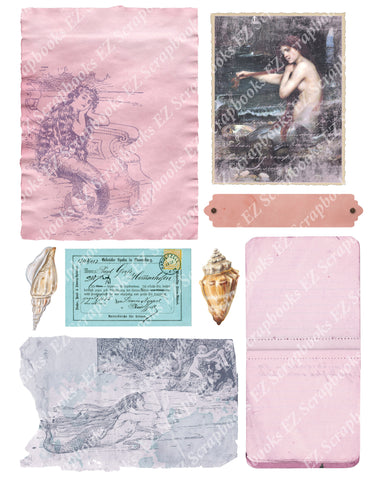 Mermaids Embellishments 3 - 9442 - EZscrapbooks Scrapbook Layouts Beach - Tropical, Mythical, Nautical
