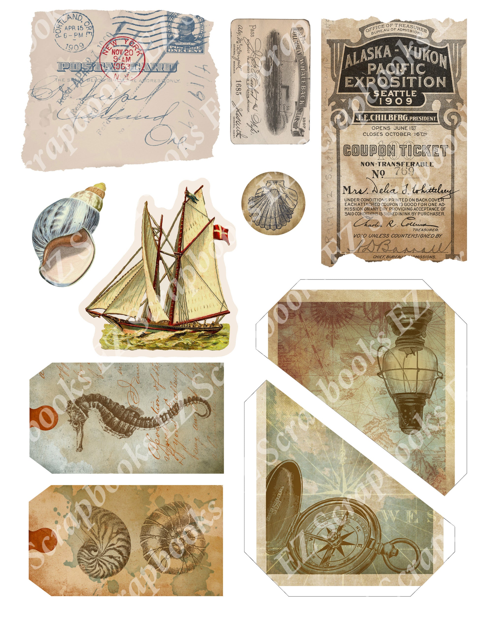 Nautical Embellishments 1 - 9446 - EZscrapbooks Scrapbook Layouts Nautical