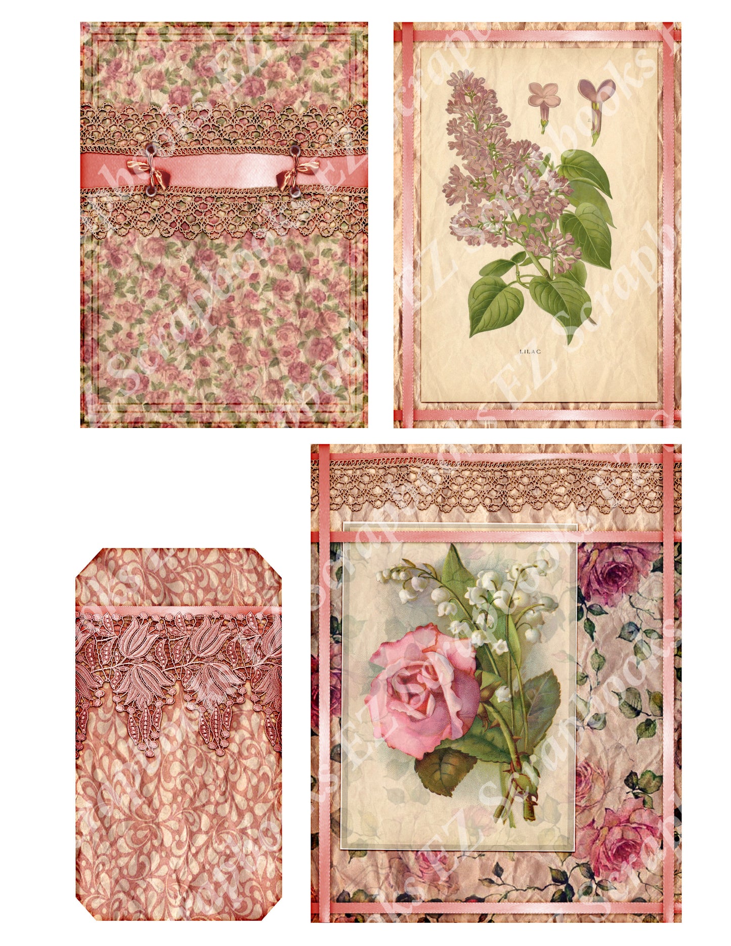 Pink Flowers Embellishments 1 - 9455