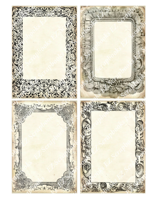 Vintage Ephemera Embellishments 3 Frames - 9477 - EZscrapbooks Scrapbook Layouts 