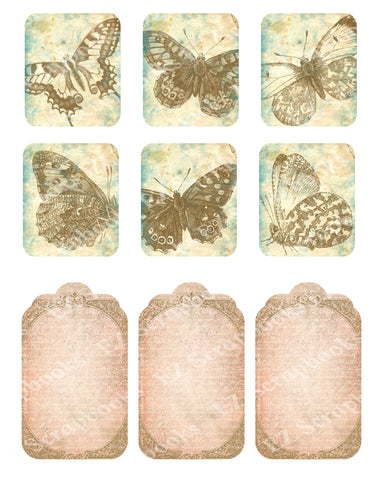 Vintage Butterflies Embellishments 3 - 9515 - EZscrapbooks Scrapbook Layouts 