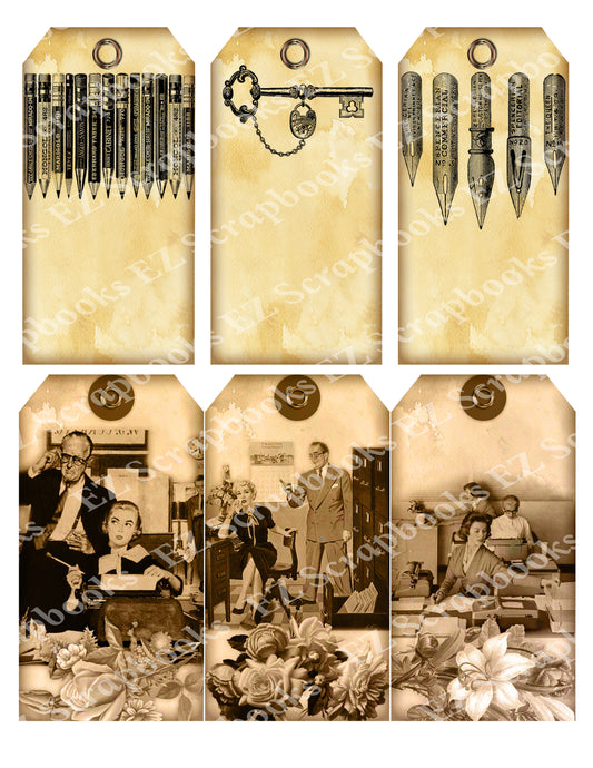 Vintage Office Embellishments 1 - 9517 - EZscrapbooks Scrapbook Layouts Pockets