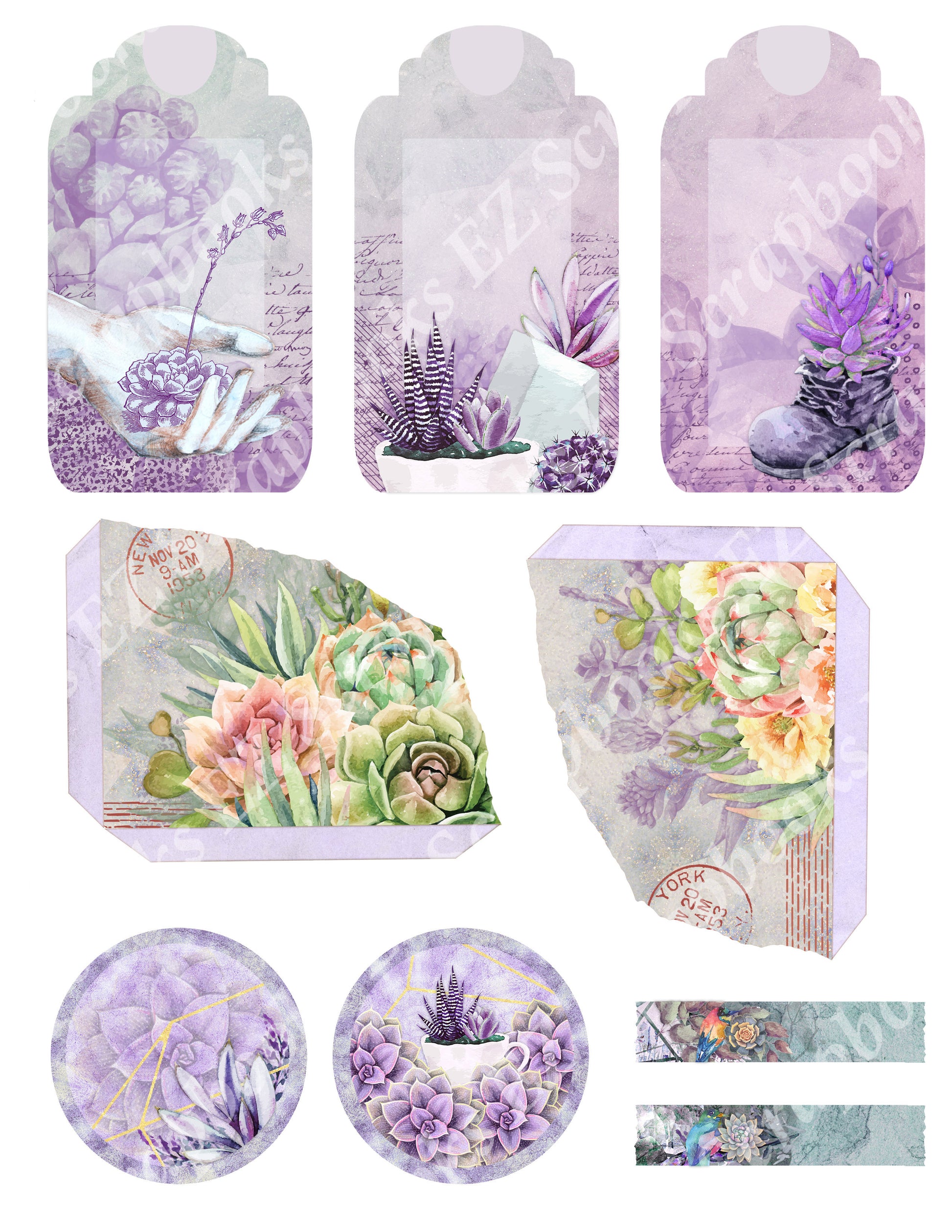 Succulents Embellishments 2 - 9586 - EZscrapbooks Scrapbook Layouts