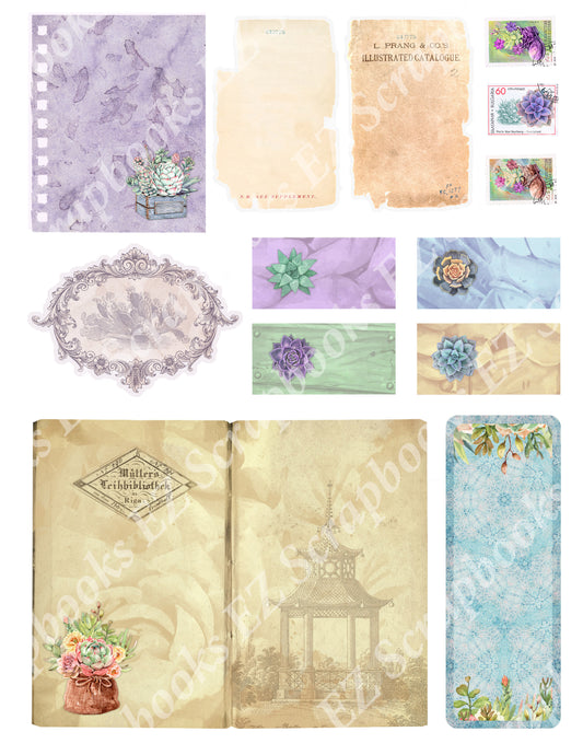 Succulents Embellishments 3 - 9587 - EZscrapbooks Scrapbook Layouts 