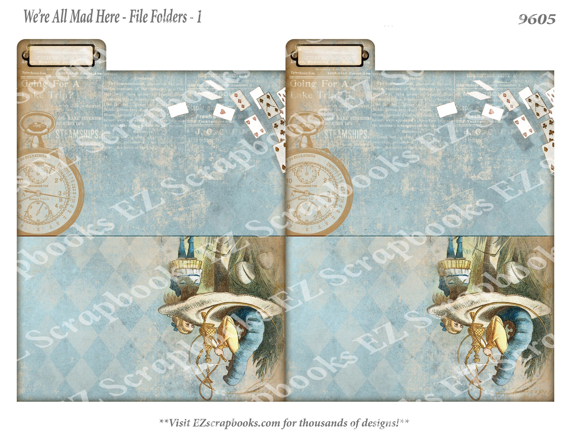 All Mad Here - Alice File Folders - 1 - 9605 - EZscrapbooks Scrapbook Layouts Wonderland