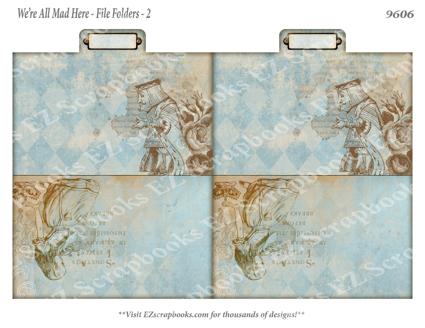 All Mad Here - Alice File Folders - 2 - 9606 - EZscrapbooks Scrapbook Layouts Wonderland