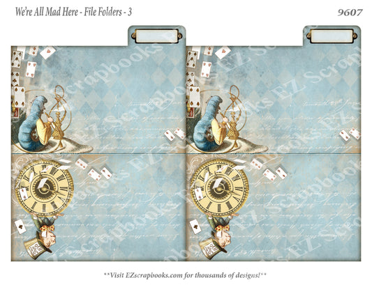 All Mad Here - Alice File Folders - 3 - 9607 - EZscrapbooks Scrapbook Layouts Wonderland