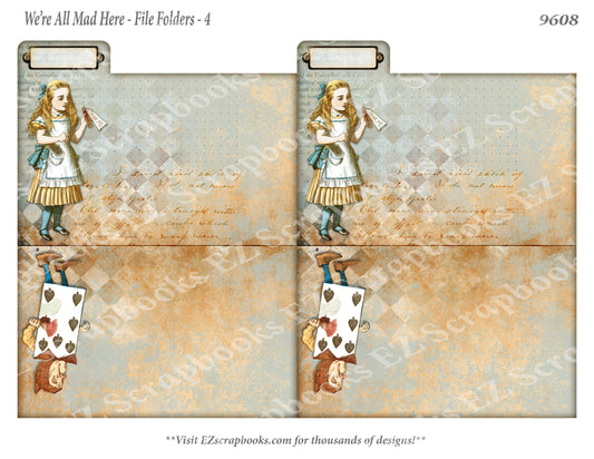 All Mad Here - Alice File Folders - 4 - 9608 - EZscrapbooks Scrapbook Layouts Wonderland