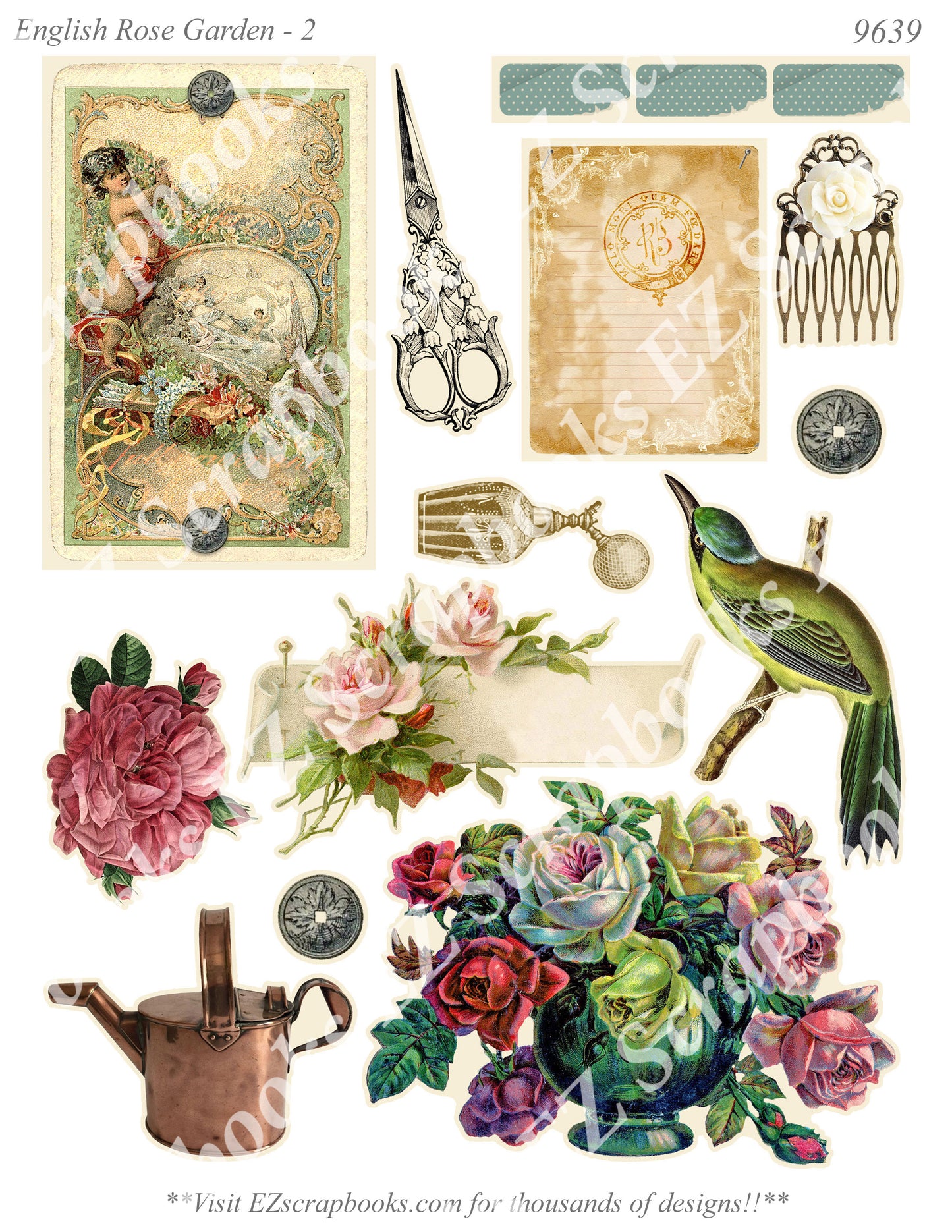 English Rose Garden - Embellishments - 2 - 9639 - EZscrapbooks Scrapbook Layouts 