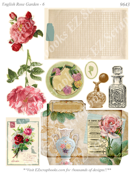 English Rose Garden - Embellishments - 6 - 9643 - EZscrapbooks Scrapbook Layouts 