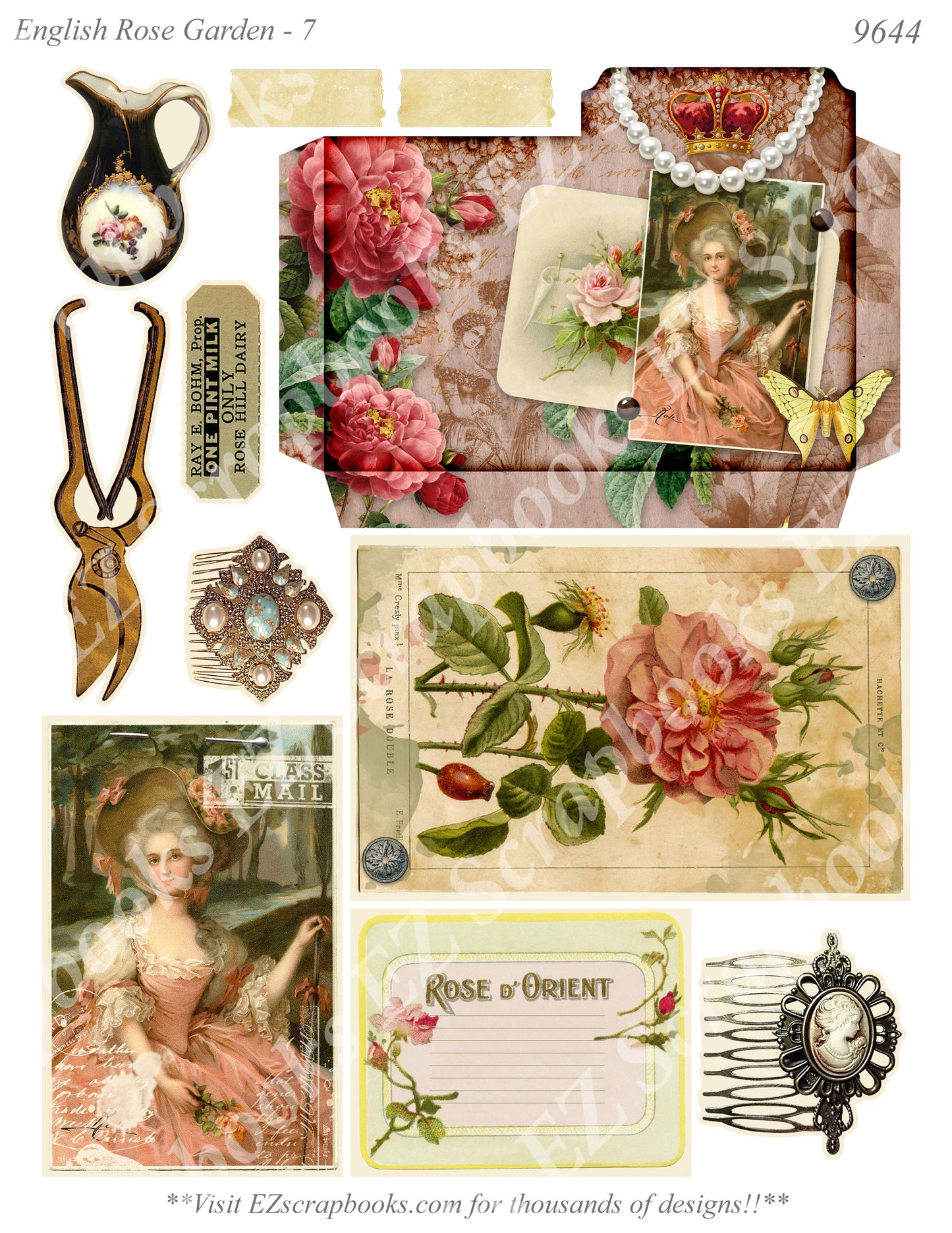 English Rose Garden - Embellishments - 7 - 9644 - EZscrapbooks Scrapbook Layouts 