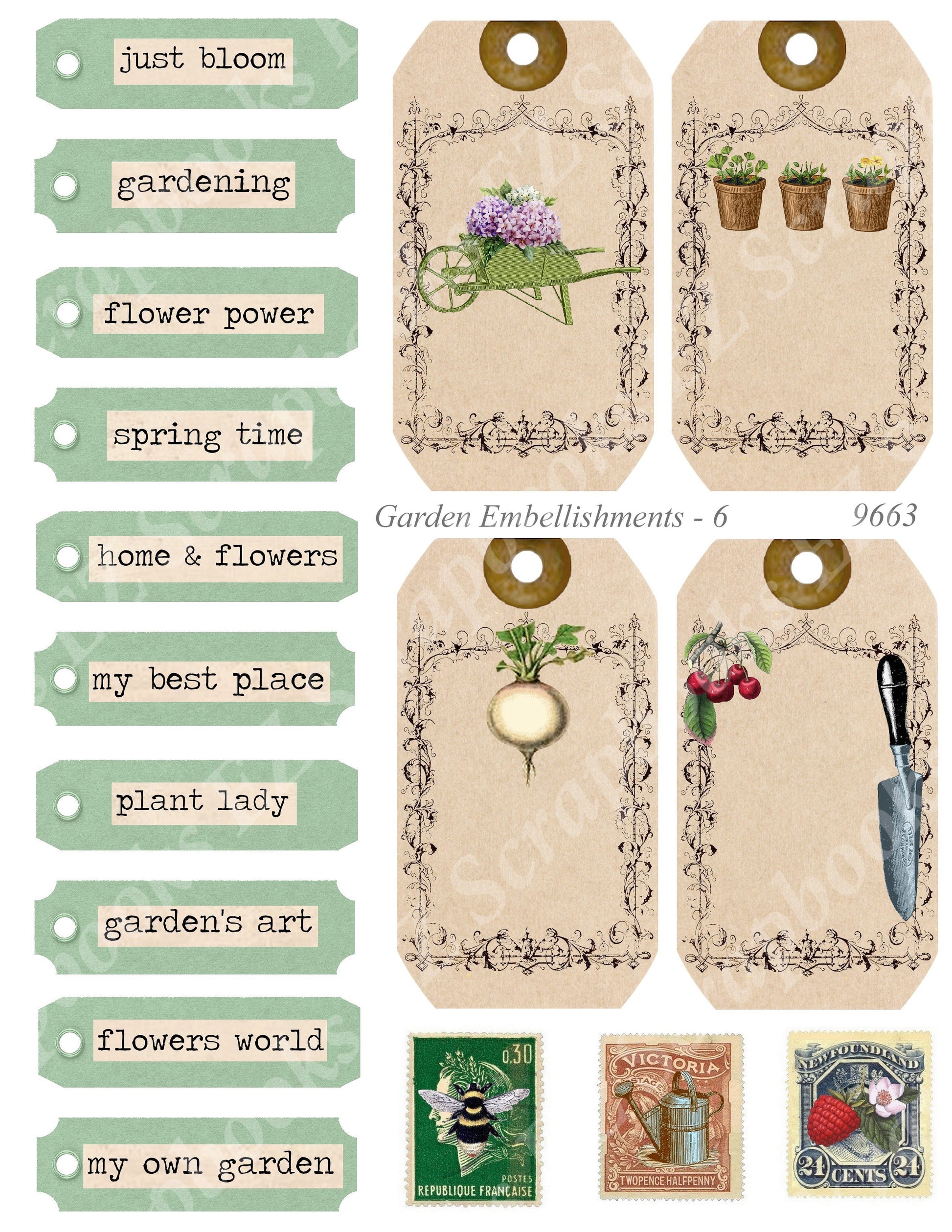 Garden - Embellishments - 6 - 9663 - EZscrapbooks Scrapbook Layouts Farm - Garden