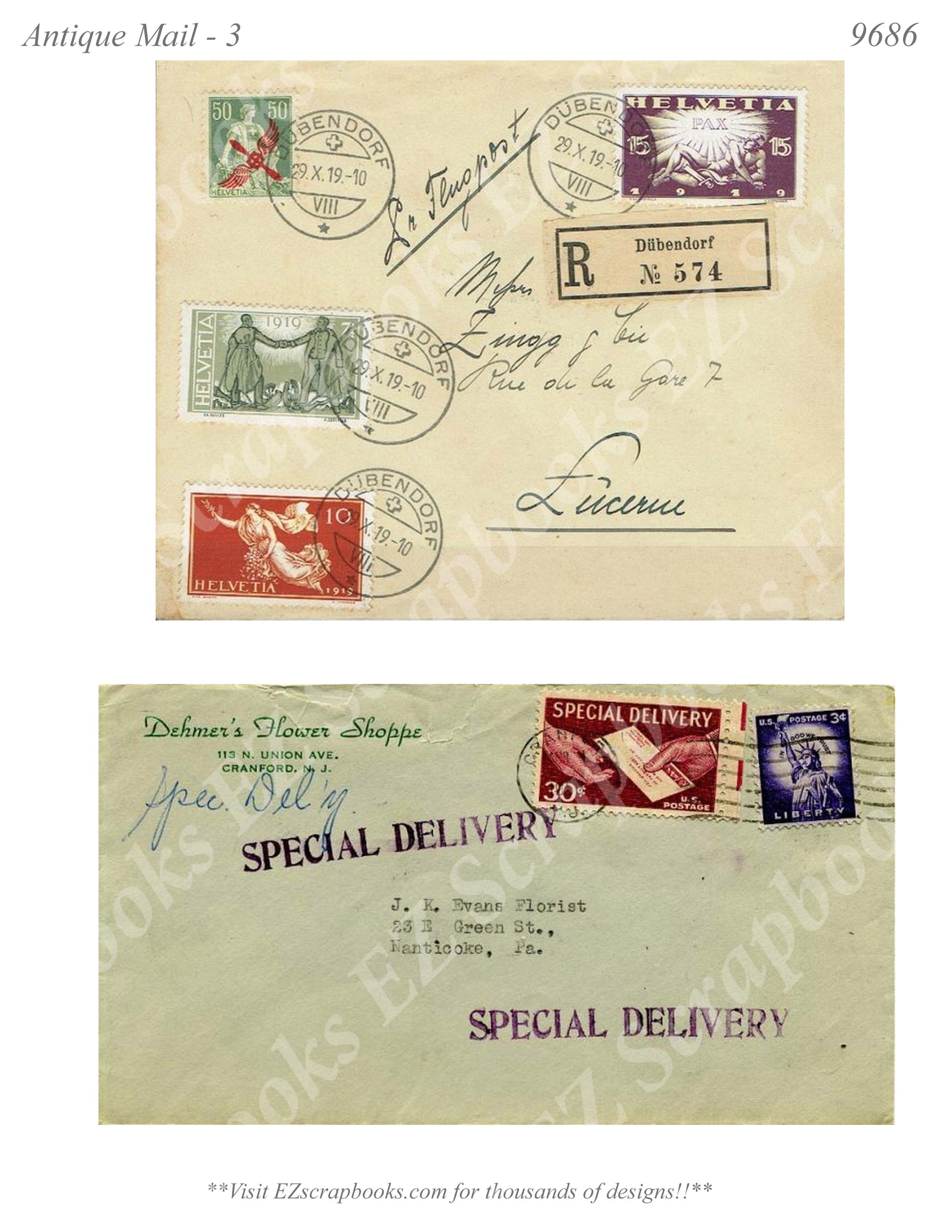 Antique Mail - Embellishments - 3 - 9686 - EZscrapbooks Scrapbook Layouts Vintage
