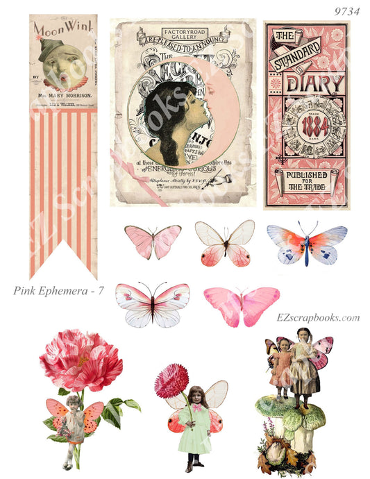 Pink Ephemera - Embellishments - 7 - 9734 - EZscrapbooks Scrapbook Layouts Ephemera