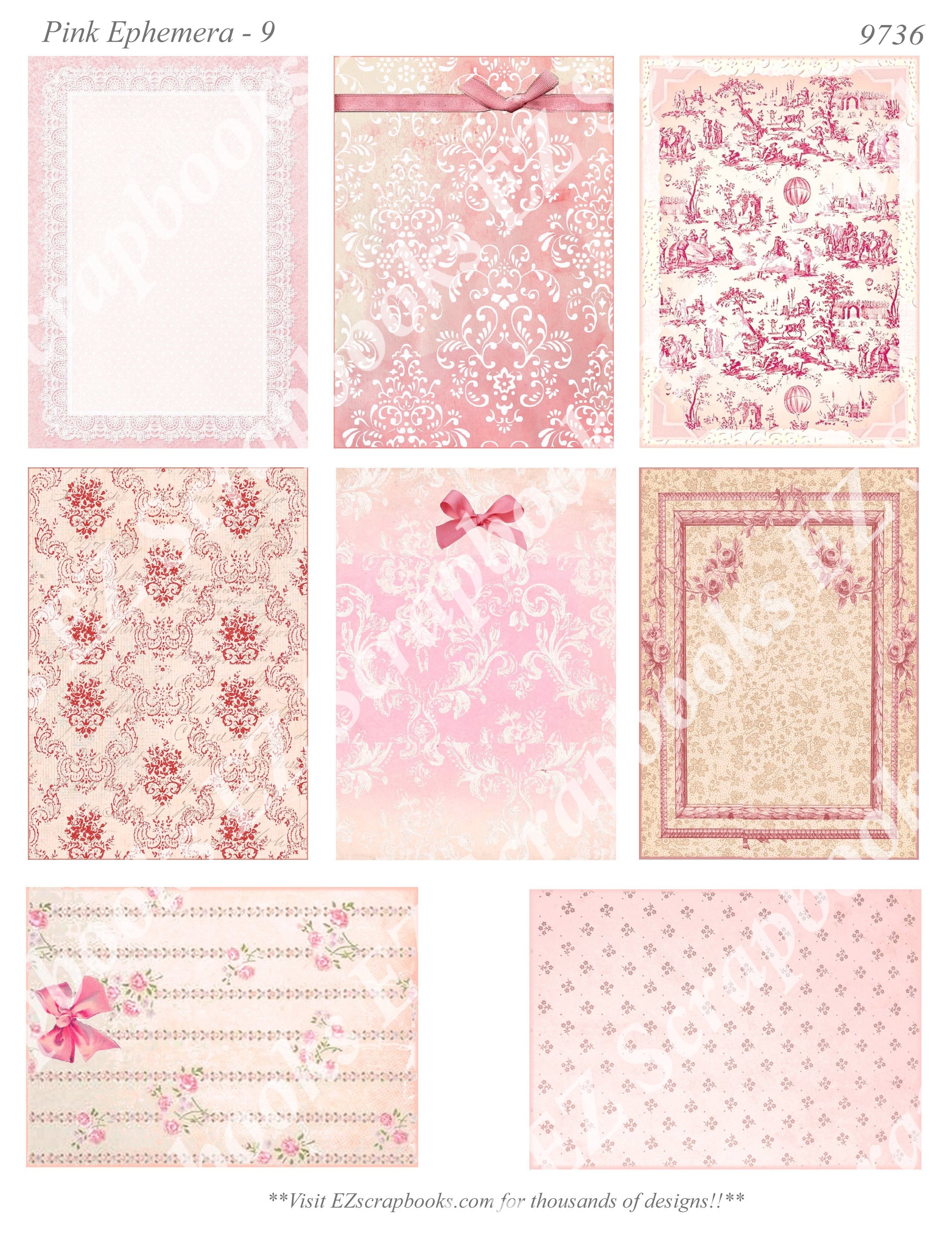 Pink Ephemera - Embellishments - 9 - 9736 - EZscrapbooks Scrapbook Layouts Ephemera