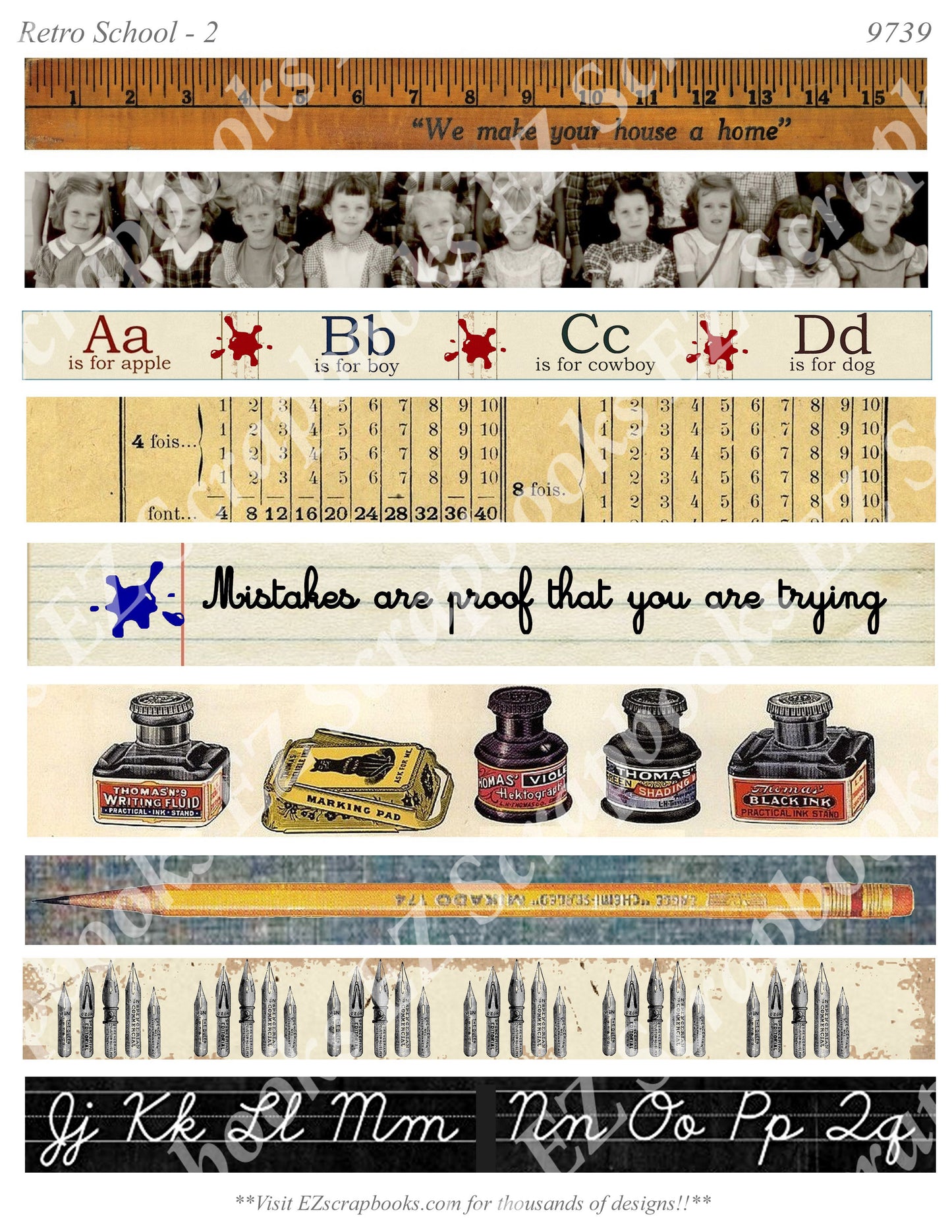 Retro School - Embellishments - 2 - 9739 - EZscrapbooks Scrapbook Layouts School, Vintage