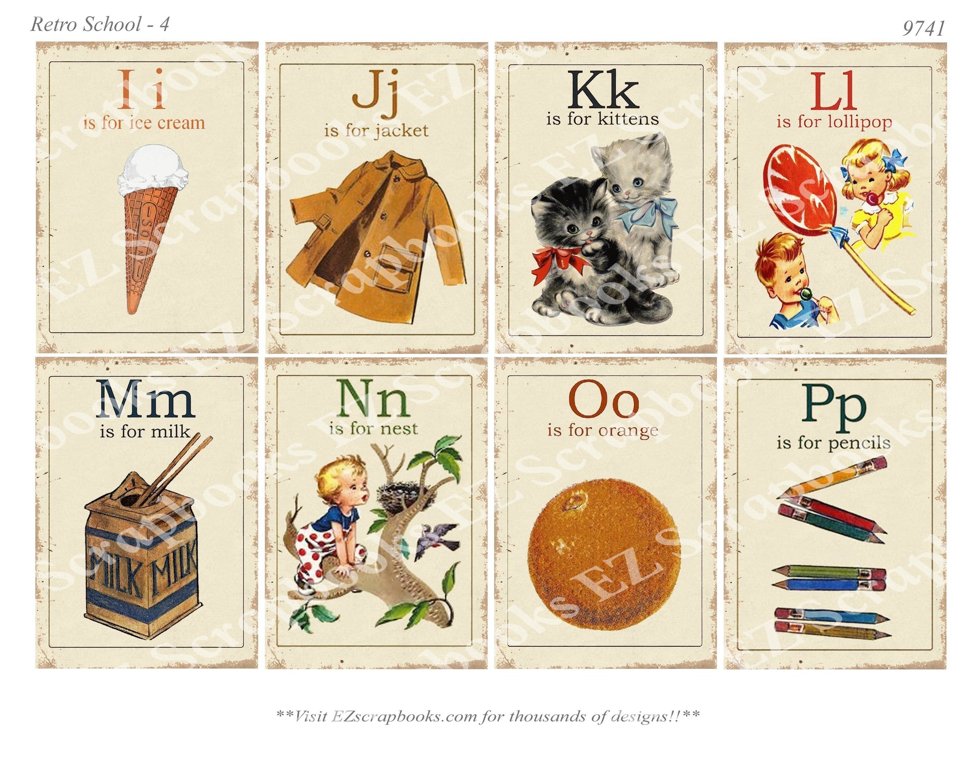 Retro School - Embellishments - 4 - 9741 - EZscrapbooks Scrapbook Layouts School, Vintage
