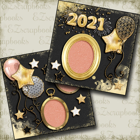 New Years Balloons 2021 - 5222 - EZscrapbooks Scrapbook Layouts Birthday, New Year's, Other