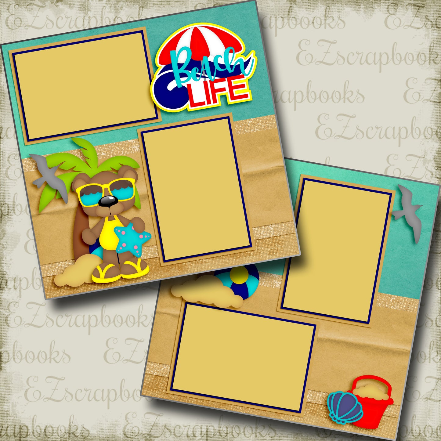 Beach Life - 4930 - EZscrapbooks Scrapbook Layouts Beach - Tropical