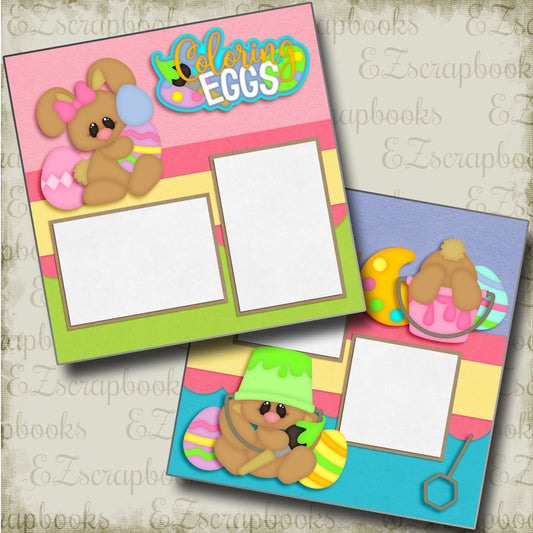 Coloring Eggs - 4764 - EZscrapbooks Scrapbook Layouts Spring - Easter
