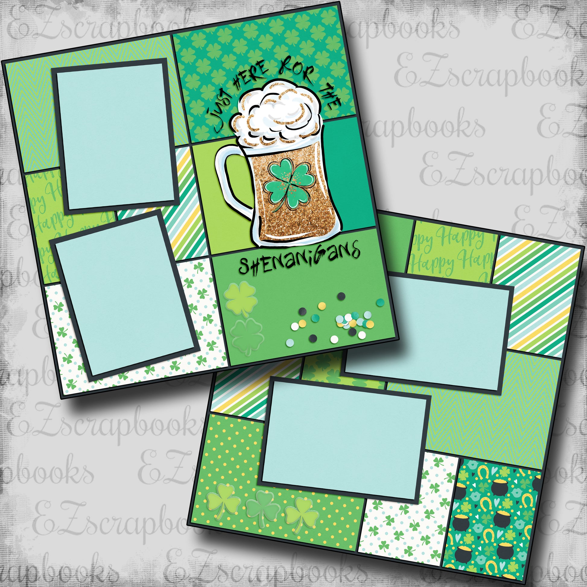 Shenanigans - 5346 - EZscrapbooks Scrapbook Layouts St Patrick's Day