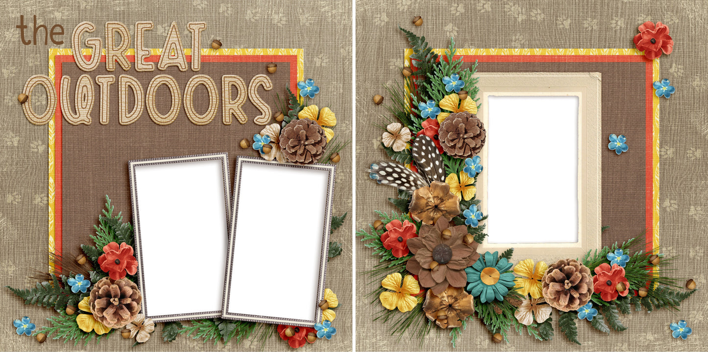 The Great Outdoors - Digital Scrapbook Pages - INSTANT DOWNLOAD - EZscrapbooks Scrapbook Layouts autumn, camping, fall, outdoors