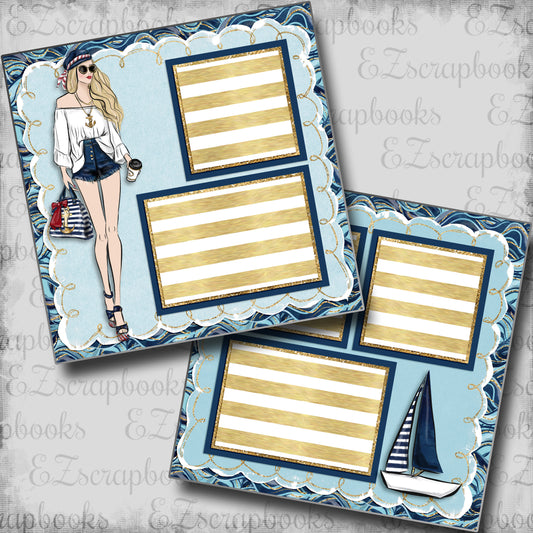 Nautical Girl Blonde - 5448 - EZscrapbooks Scrapbook Layouts Beach - Tropical, cruise, Nautical, Swimming - Pool