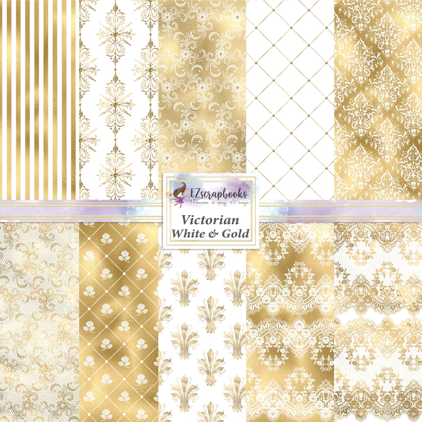 Victorian White & Gold - Paper Pack - 8373