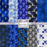 Royal Blue & Silver Floral - Paper Pack - 8410