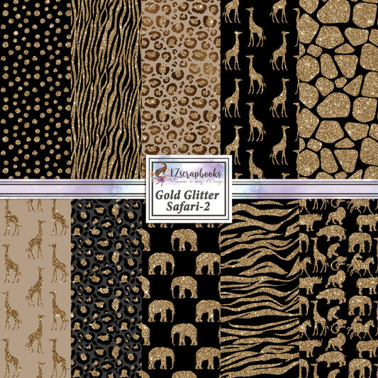 Gold Glitter Safari 2 - Paper Pack - 8235