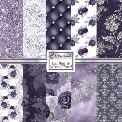 Heather & Silver Floral - Paper Pack - 8398