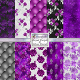 Royal Purple & Silver Floral - Paper Pack - 8412