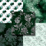 Emerald & Silver Floral - Paper Pack - 8416