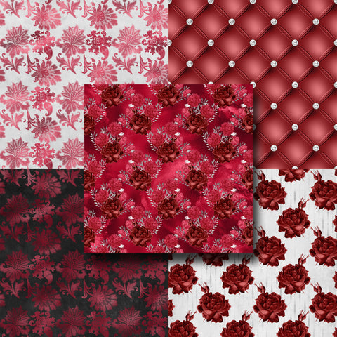 Red & Silver Floral - Paper Pack - 8408