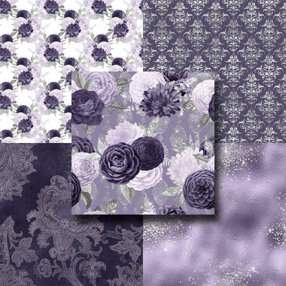 Heather & Silver Floral - Paper Pack - 8398