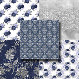 Dusty Blue & Silver Floral - Paper Pack - 8396