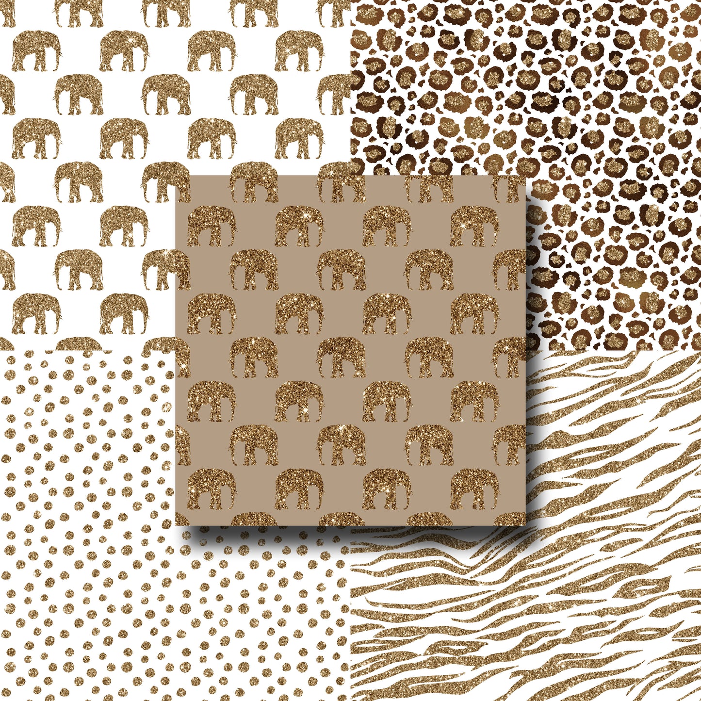 Gold Glitter Safari 1 - Paper Pack - 8234