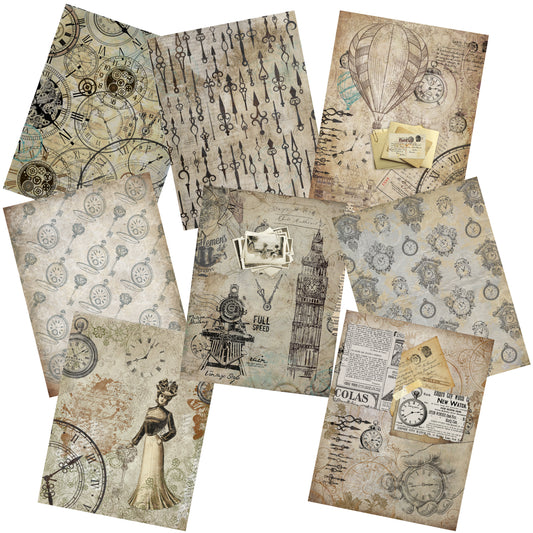 Clocks & Watches Paper Pack - 7248 - EZscrapbooks Scrapbook Layouts Heritage, Journals