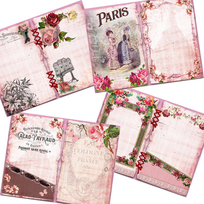 Pink Paris Junk Journal Kit - 7105 - EZscrapbooks Scrapbook Layouts Journals