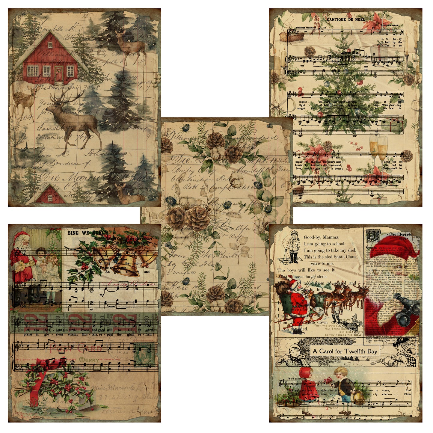 Grunge Christmas Paper Pack - 7958