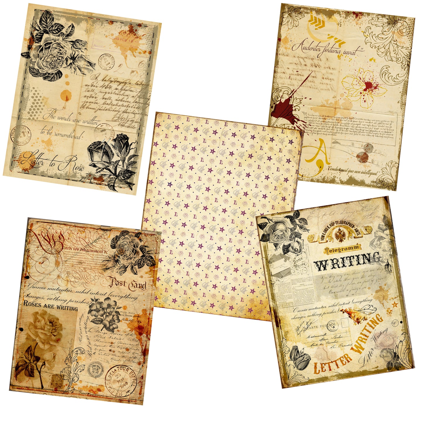 Vintage Writing Paper Pack - 7206 - EZscrapbooks Scrapbook Layouts Journals