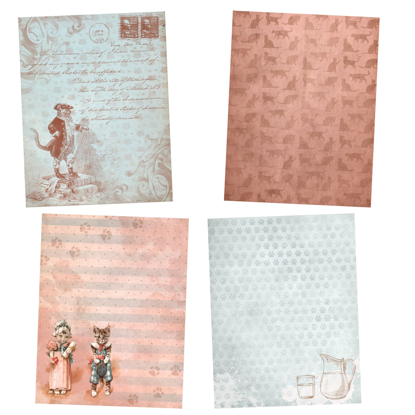 Vintage Cats Journal Paper Pack - 7167 - EZscrapbooks Scrapbook Layouts Journals