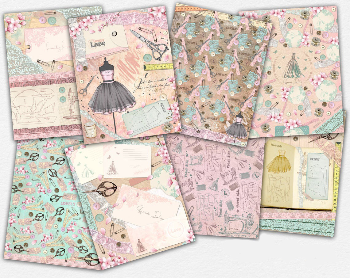 Lovely Lace Paper Pack - 7335 - EZscrapbooks Scrapbook Layouts Journals, paper pack, Sewing