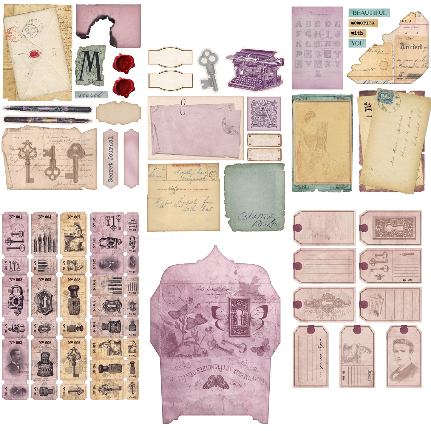 My Secret Vintage Journal Embellishment Pack - 7544