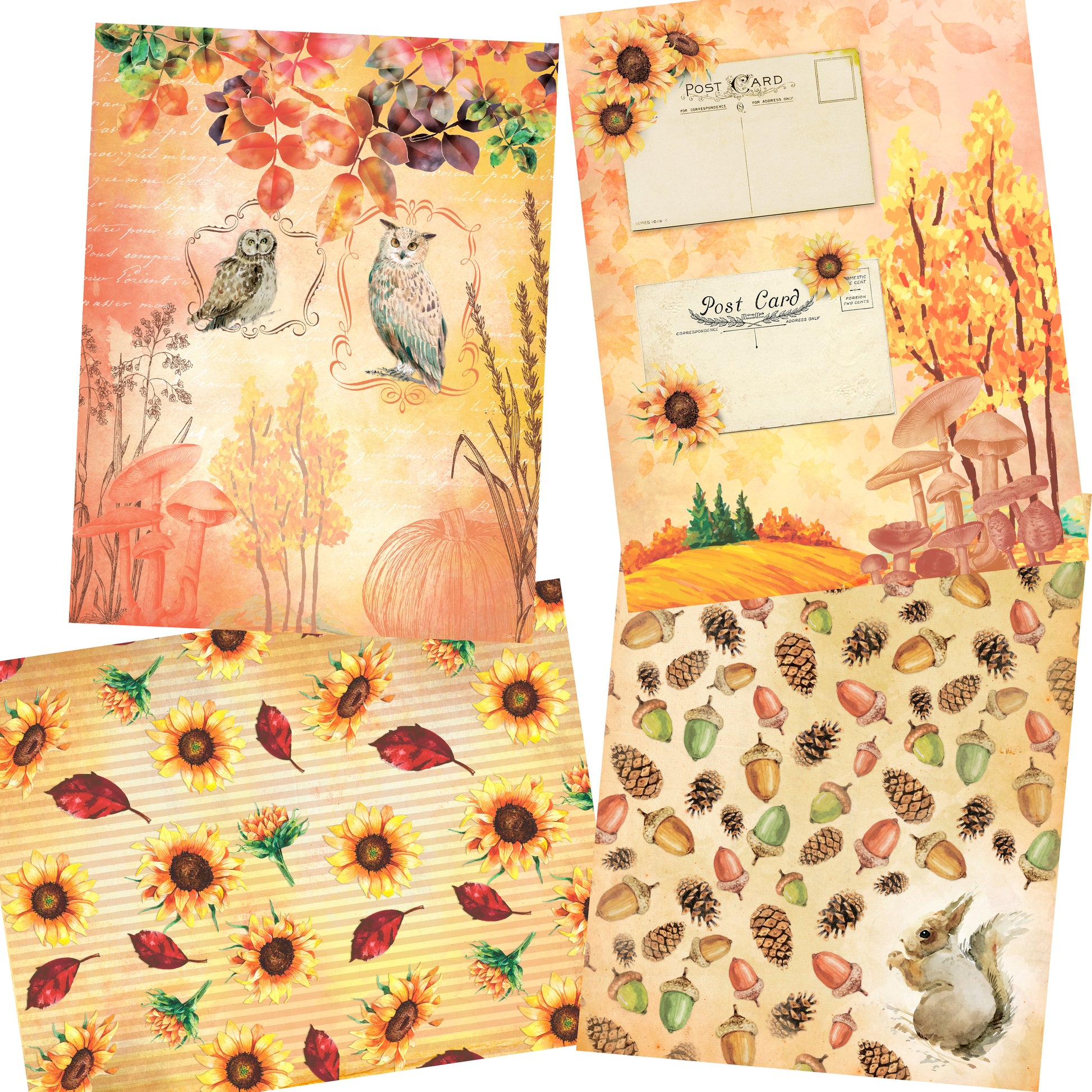 Autumn Watercolor Paper Pack - 7242 - EZscrapbooks Scrapbook Layouts Journals