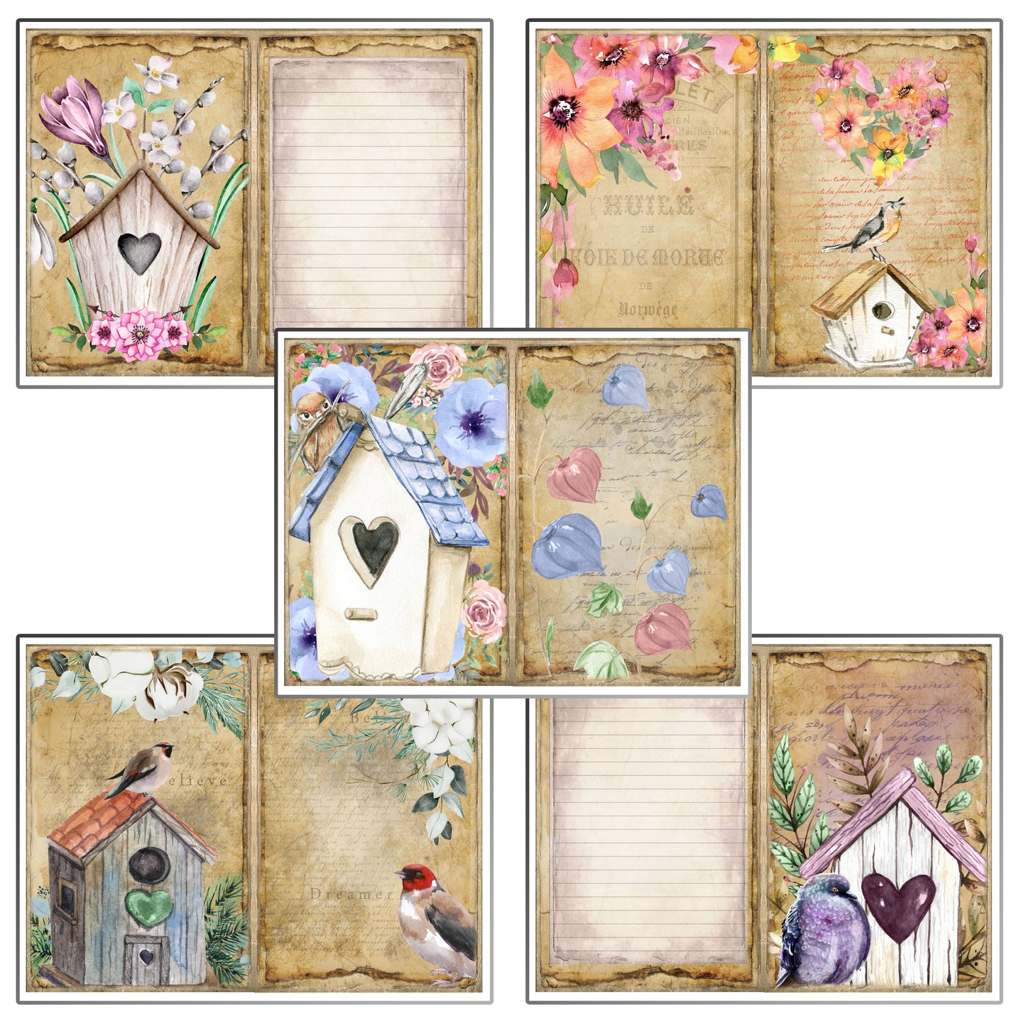 Bird Houses Journal Pages - 7990